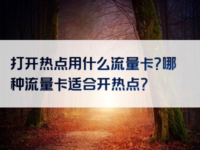 打开热点用什么流量卡？哪种流量卡适合开热点？