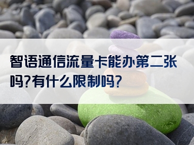 智语通信流量卡能办第二张吗？有什么限制吗？
