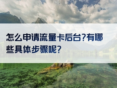 怎么申请流量卡后台？有哪些具体步骤呢？