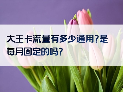 大王卡流量有多少通用？是每月固定的吗？