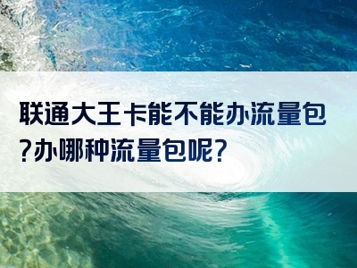联通大王卡能不能办流量包？办哪种流量包呢？