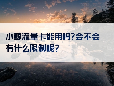 小鲸流量卡能用吗？会不会有什么限制呢？