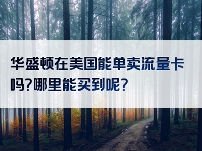 华盛顿在美国能单卖流量卡吗？哪里能买到呢？