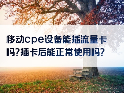 移动cpe设备能插流量卡吗？插卡后能正常使用吗？