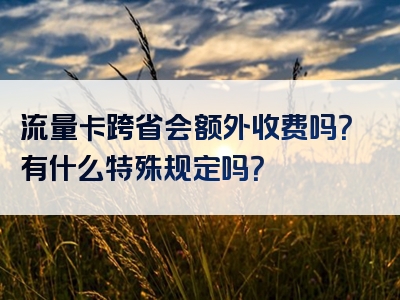 流量卡跨省会额外收费吗？有什么特殊规定吗？