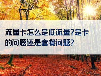 流量卡怎么是低流量？是卡的问题还是套餐问题？
