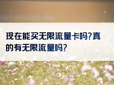 现在能买无限流量卡吗？真的有无限流量吗？