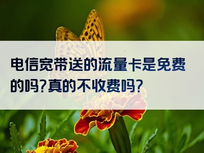 电信宽带送的流量卡是免费的吗？真的不收费吗？