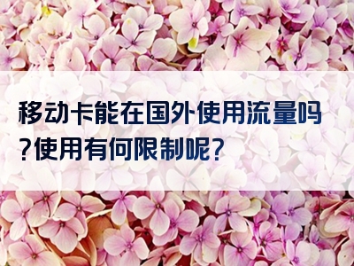 移动卡能在国外使用流量吗？使用有何限制呢？