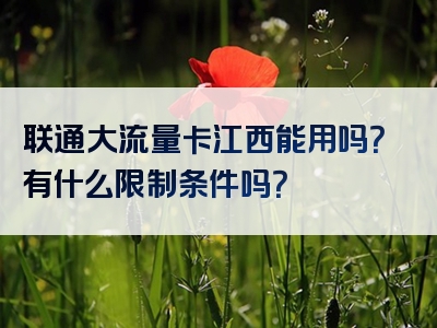 联通大流量卡江西能用吗？有什么限制条件吗？