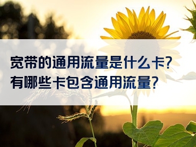 宽带的通用流量是什么卡？有哪些卡包含通用流量？
