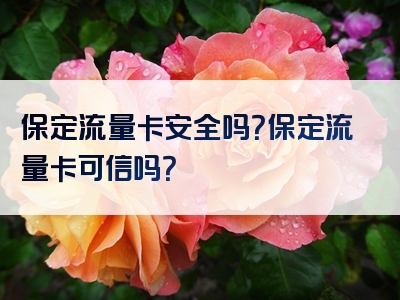 保定流量卡安全吗？保定流量卡可信吗？