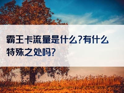 霸王卡流量是什么？有什么特殊之处吗？