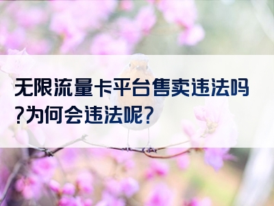 无限流量卡平台售卖违法吗？为何会违法呢？