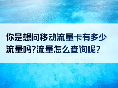 你是想问移动流量卡有多少流量吗？流量怎么查询呢？