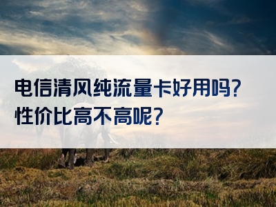 电信清风纯流量卡好用吗？性价比高不高呢？