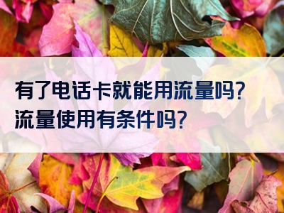 有了电话卡就能用流量吗？流量使用有条件吗？