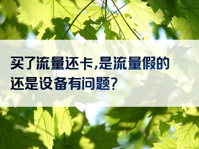 买了流量还卡，是流量假的还是设备有问题？