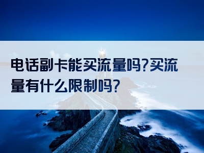 电话副卡能买流量吗？买流量有什么限制吗？