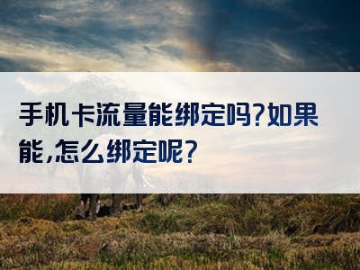 手机卡流量能绑定吗？如果能，怎么绑定呢？