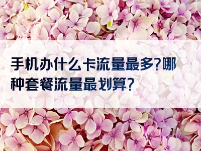 手机办什么卡流量最多？哪种套餐流量最划算？
