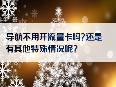 导航不用开流量卡吗？还是有其他特殊情况呢？
