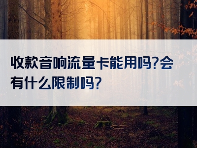 收款音响流量卡能用吗？会有什么限制吗？
