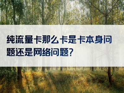 纯流量卡那么卡是卡本身问题还是网络问题？
