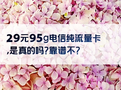 29元95g电信纯流量卡，是真的吗？靠谱不？