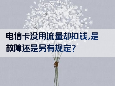 电信卡没用流量却扣钱，是故障还是另有规定？