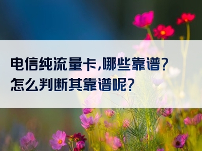 电信纯流量卡，哪些靠谱？怎么判断其靠谱呢？