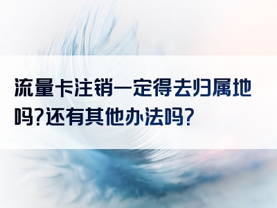流量卡注销一定得去归属地吗？还有其他办法吗？