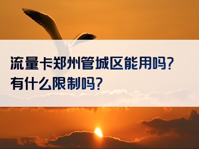 流量卡郑州管城区能用吗？有什么限制吗？