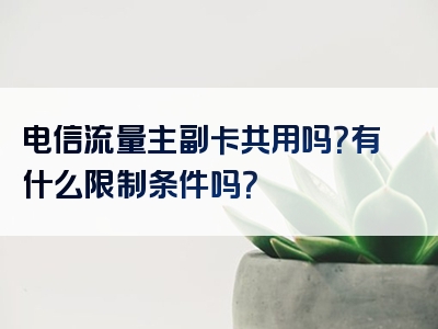 电信流量主副卡共用吗？有什么限制条件吗？