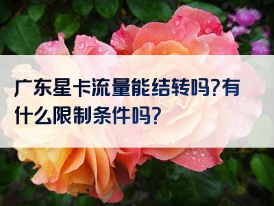 广东星卡流量能结转吗？有什么限制条件吗？