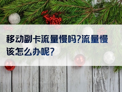 移动副卡流量慢吗？流量慢该怎么办呢？