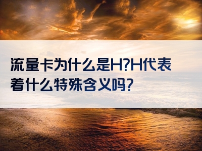 流量卡为什么是H？H代表着什么特殊含义吗？