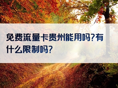 免费流量卡贵州能用吗？有什么限制吗？