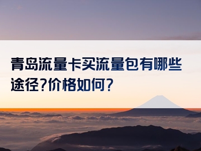 青岛流量卡买流量包有哪些途径？价格如何？