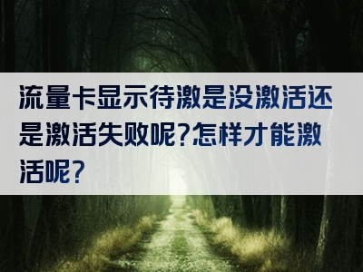 流量卡显示待激是没激活还是激活失败呢？怎样才能激活呢？