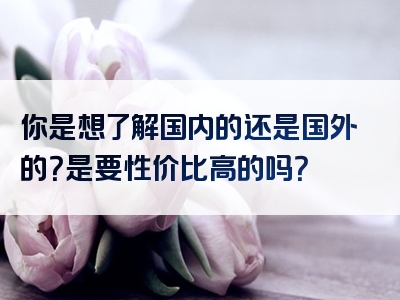 你是想了解国内的还是国外的？是要性价比高的吗？