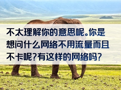 不太理解你的意思呢。你是想问什么网络不用流量而且不卡呢？有这样的网络吗？