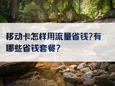 移动卡怎样用流量省钱？有哪些省钱套餐？
