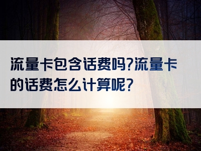 流量卡包含话费吗？流量卡的话费怎么计算呢？