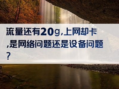 流量还有20g，上网却卡，是网络问题还是设备问题？