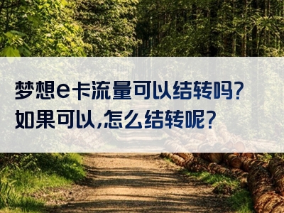 梦想e卡流量可以结转吗？如果可以，怎么结转呢？