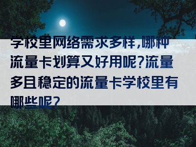 学校里网络需求多样，哪种流量卡划算又好用呢？流量多且稳定的流量卡学校里有哪些呢？