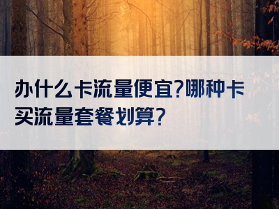 办什么卡流量便宜？哪种卡买流量套餐划算？