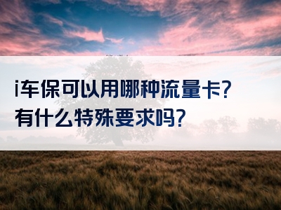 i车保可以用哪种流量卡？有什么特殊要求吗？