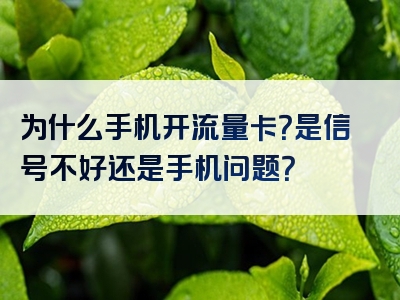 为什么手机开流量卡？是信号不好还是手机问题？